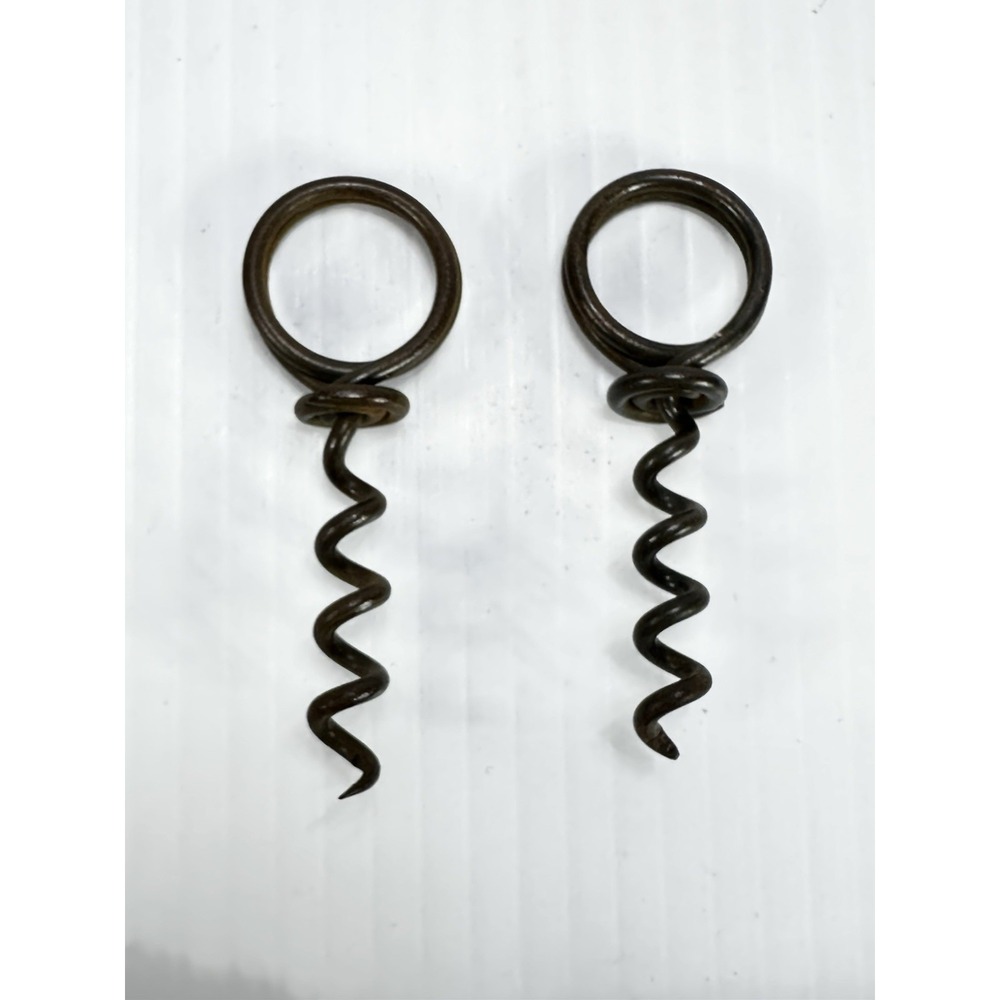 2 Vintage Twisted Wire One Finger Loop Pull Corkscrew‎ Ring Wine Bottle Opener